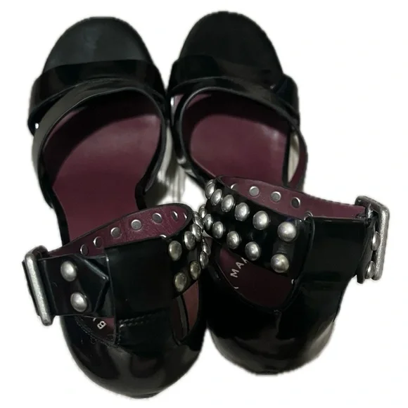 Marc Jacobs Black and Plum Heels with Studded Ankle Strap, Size 8 - Picture 4 of 9